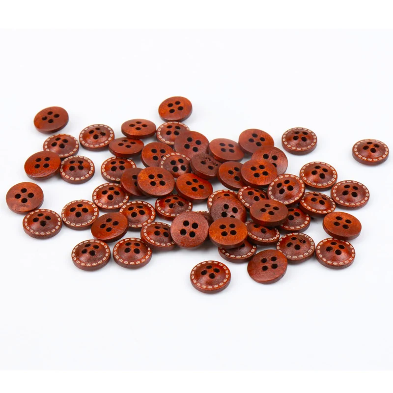 Natural Round brown Color Wooden Sewing Vintage Buttons for Handmade Scrapbooking Craft 50pcs 12mm MT0957