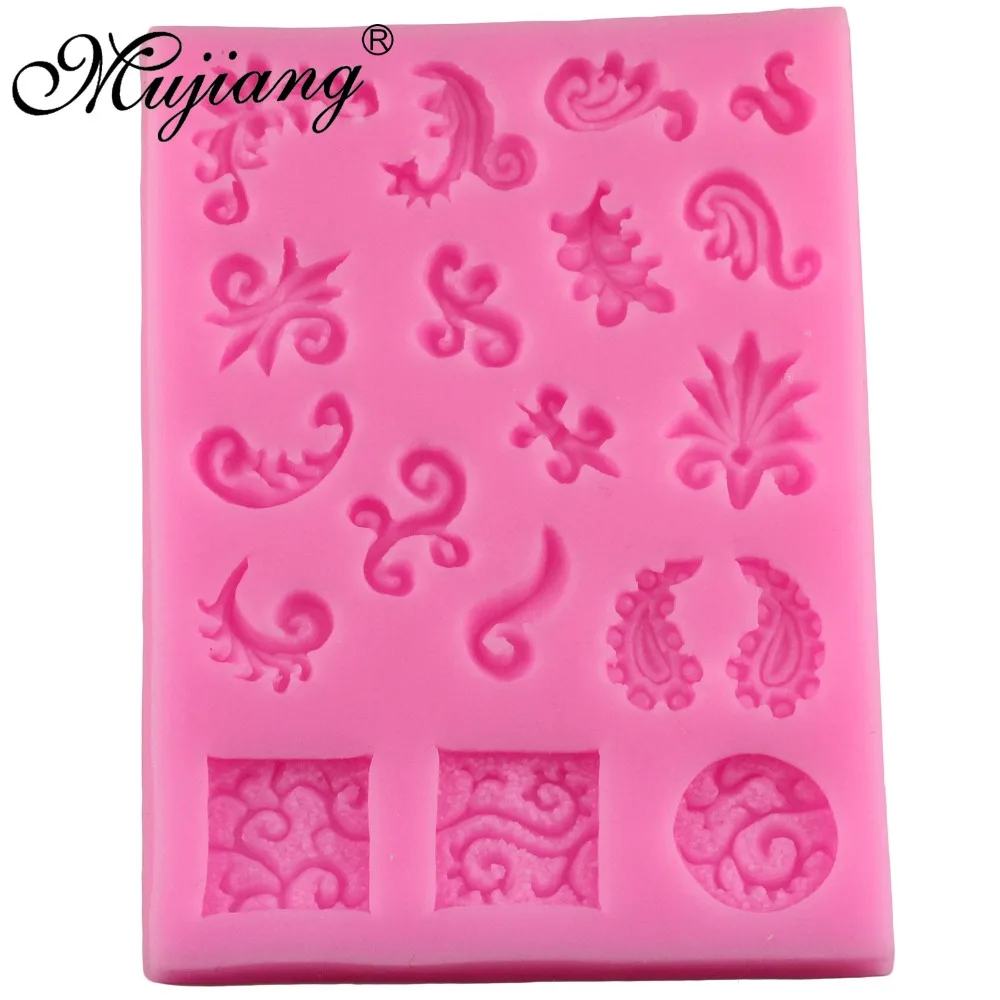 Mujiang Baroque Scrolls Silicone Fondant Molds Cake Decorating Tools Flower Vine Cupcake Candy Chocolate Sugar Craft Moulds