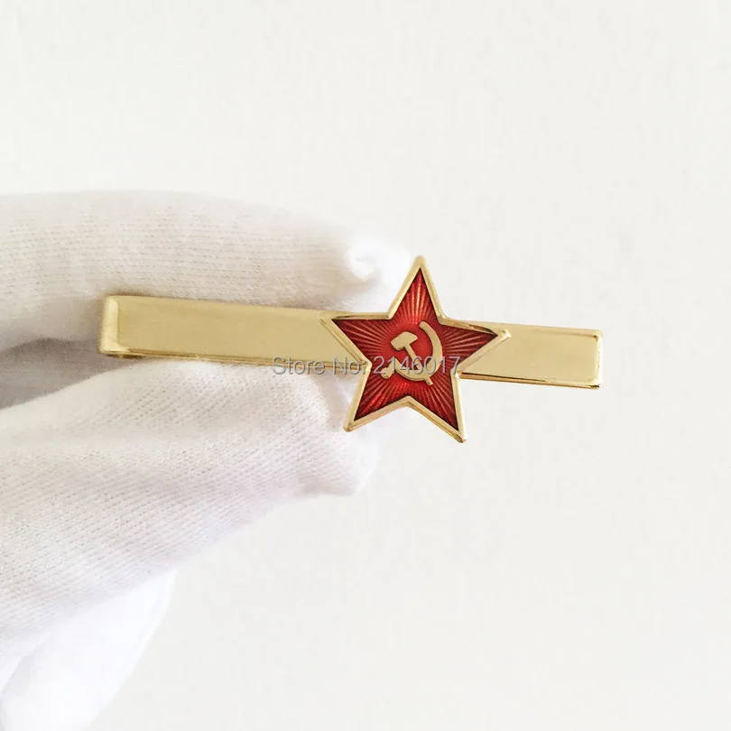 

10pcs Red Star Hammer Sickle Logo Tie Clips Communism Soviet Union Ussr Tie Bar Souvenir