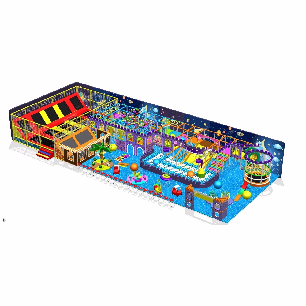 Customized Made Kids Indoor Playground Paradise Professional Designing Trampoline Park Indoor Ball Pool Climbing Wall IN190327