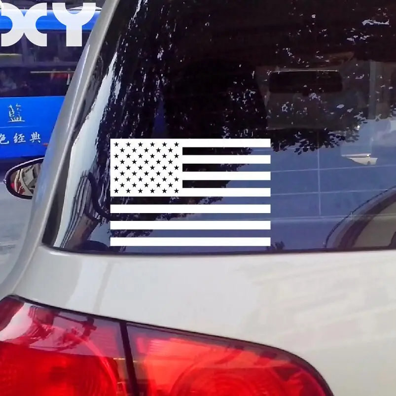 American  United States Flag  Decals Sticker for Car Window Truck Bumper Motocross Motorcycles (silver White )