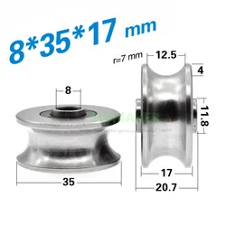 1pcs 8x35x17mm 8mm Bore Bearing with 35mm 440C Stainless Steel Pulley U Groove Track Roller Bearing High Quality