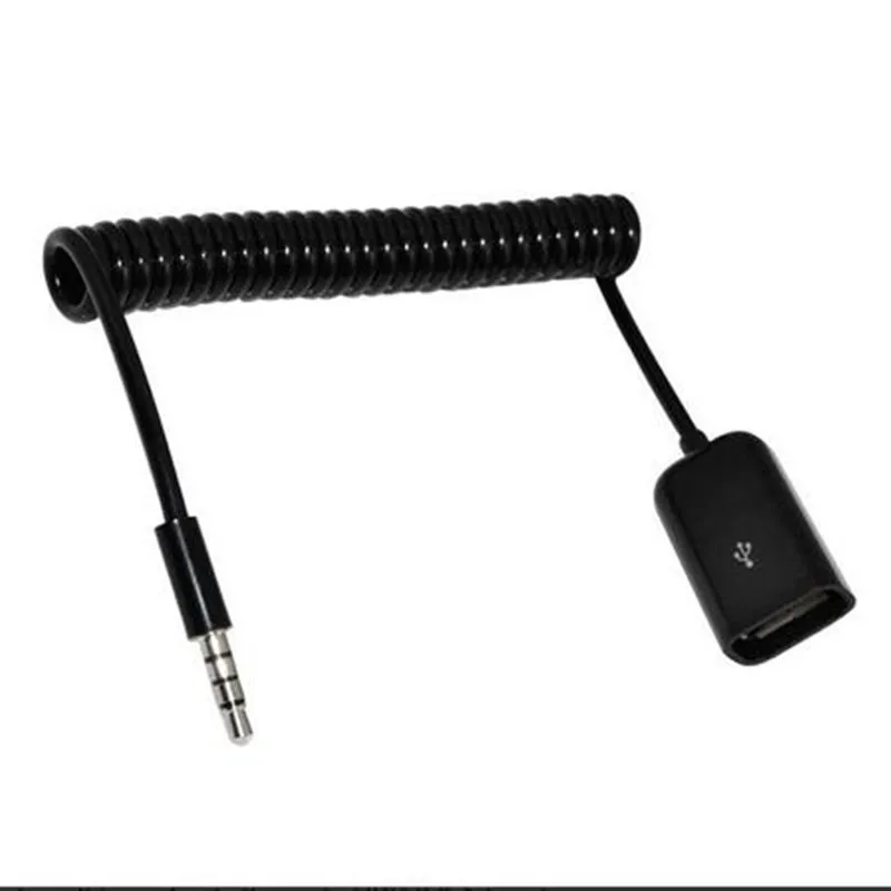 LBSC-Cable de alimentación de sincronización, espiral en espiral de 3 pies, 3,5mm, 4 polos, 3 Alas, macho A USB 2,0 A hembra