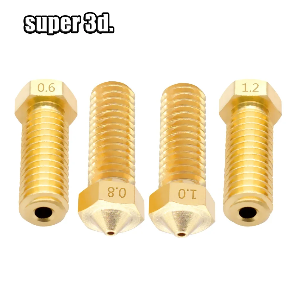 2pcs Volcano Nozzle metal brass 0.4/0.6/0.8/1.0/1.2mm for 3D printers 1.75 mm volcano hotend M6 Lengthen Extruder Nozzle parts