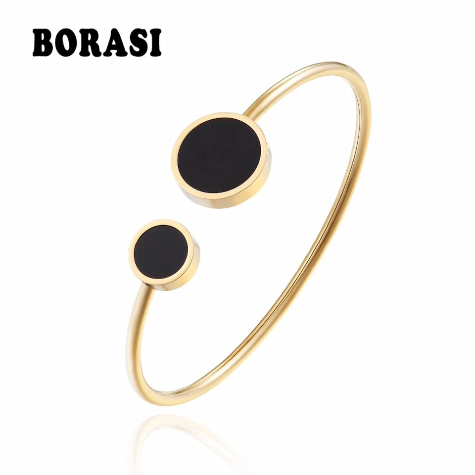 BORASI Stainless Steel Love Bracelets & Bangles For Women Round Classic Charms Bracelets Gold -Color Female Jewelry Party Gift