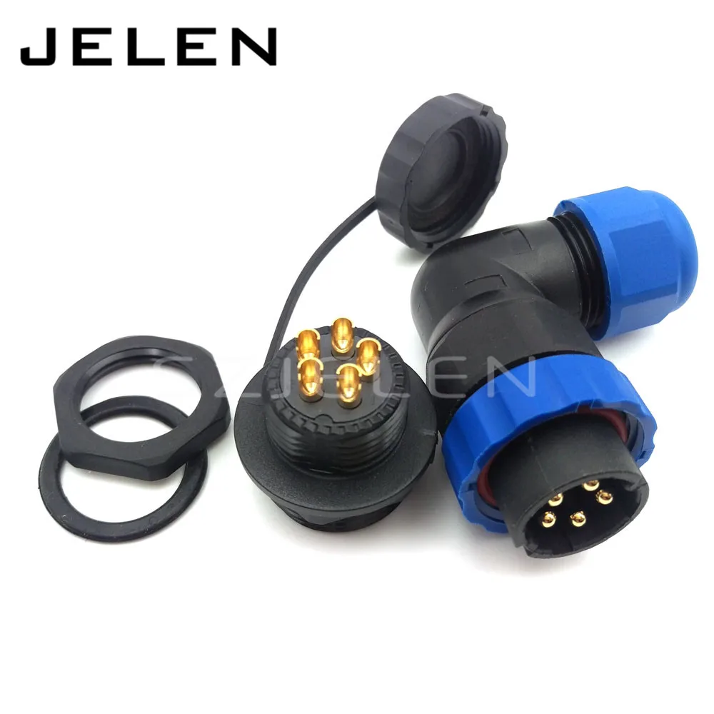 SD20 90 degree elbow waterproof connector 5 pin Plug and socket IP68 Electric cable wire connector 5pin male and female