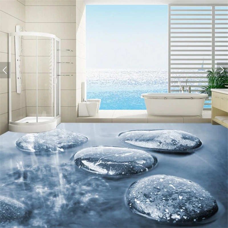 beibehang Home decoration living room floor painting 3d self-adhesive cobblestone water stone bathroom 3d floor painting tiles