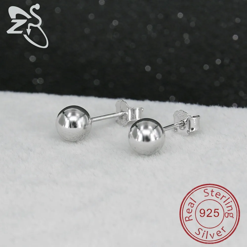 2.5-6mm Ball Stud Earrings 925 Sterling Silver High Quality Ear Studs Piercing Cartilage Small Balls Earring Body Accessories