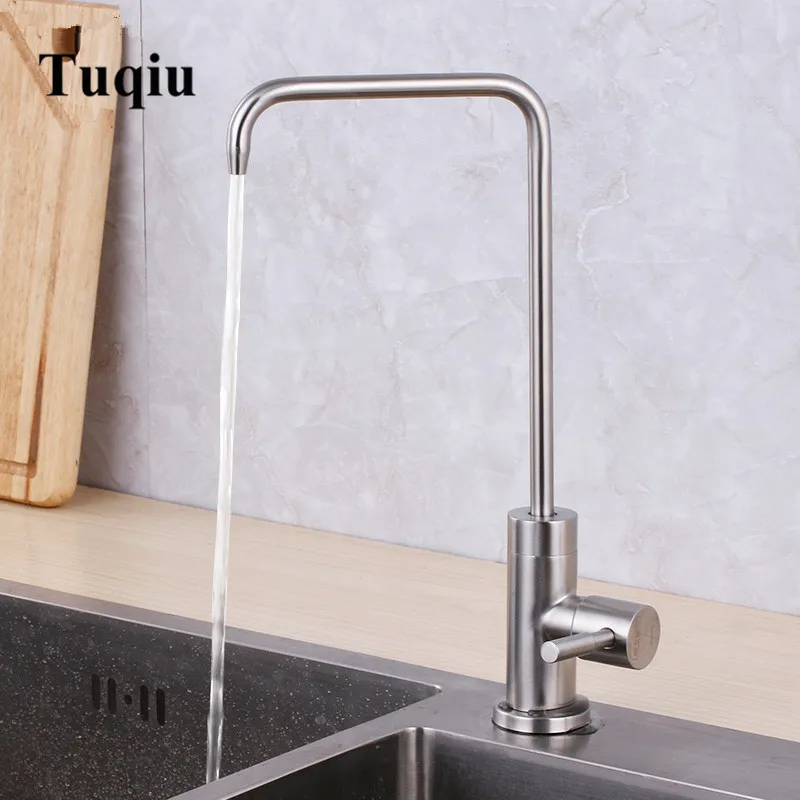 Kitchen Faucet Durable Simple Stainless Steel Black Basin Sink Tap Single Lever Cold Water Direct drinking faucet