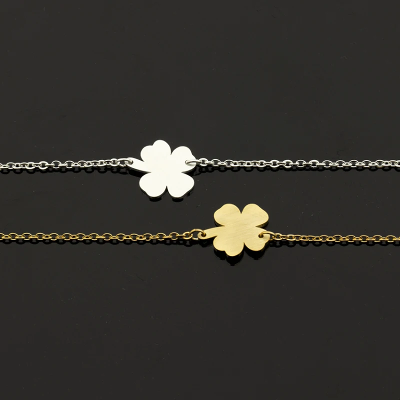 Lucky Jewelry Clover Armband Four Leaf Bracelets For Women Shamrock St. Patrick\'s Day Stainless Steel Charm Bijoux 2022