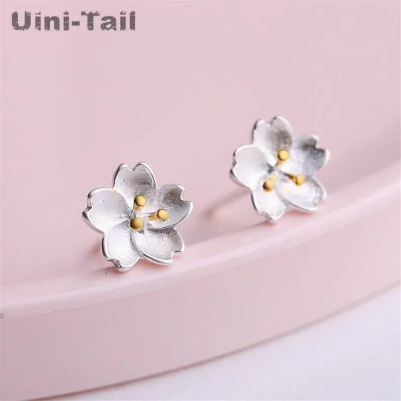 Uini-Tail hot new 925 Tibetan silver simple small fresh cherry earrings temperament Korean sweet earrings hypoallergenic ED044