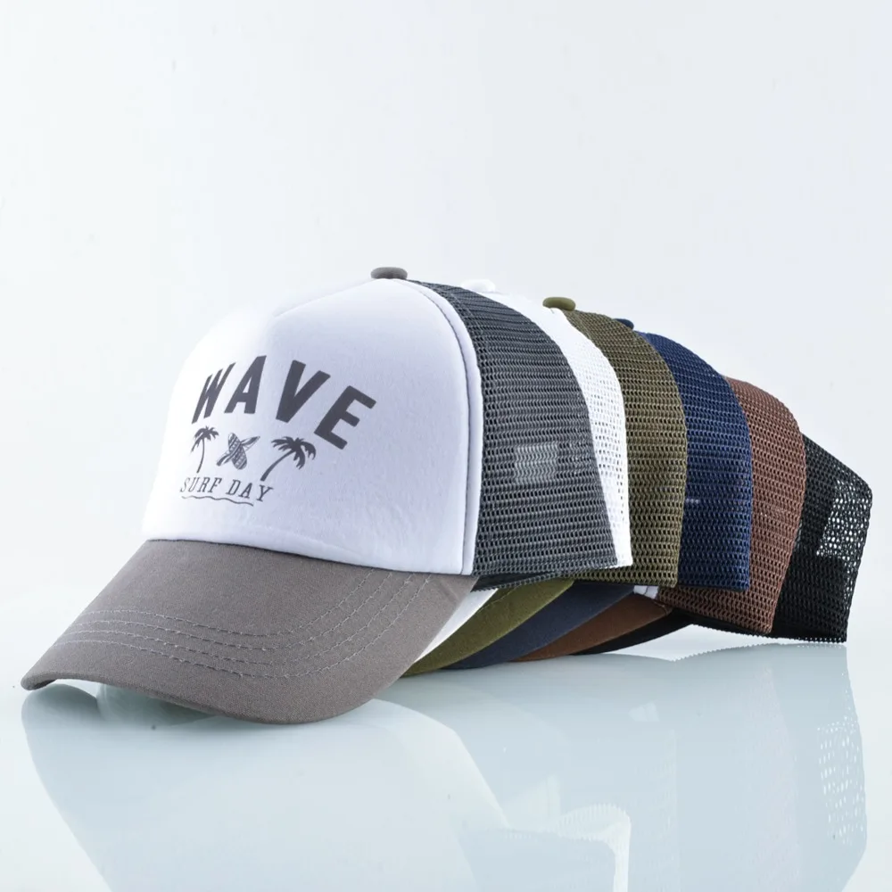 Summer Baseball Caps Women Men Fashion Letter Wave Snapback Hat Surf Day Lovers Beach Casual Visor Cap Adjustable Mesh Bones