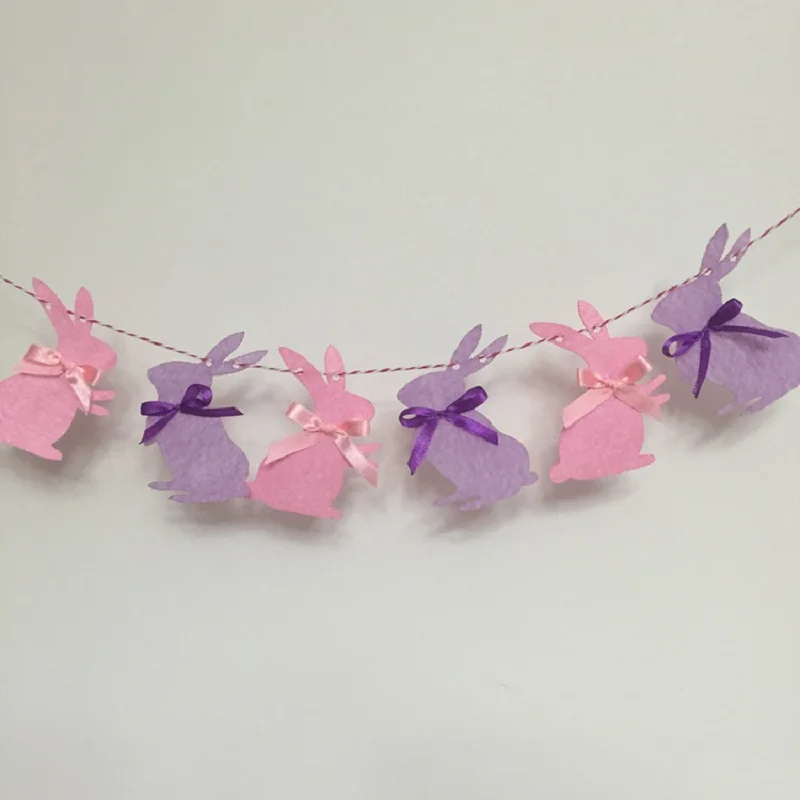 

Party Banner Pink Rabbit Bunting Kids Room Decor Hanging Flag Baby Shower Banners Silk Ribbon Wedding Party Decor ZA5933