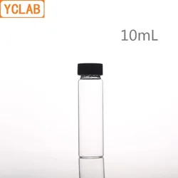 YCLAB 10mL Glass Sample Bottle Serum Bottle Transparent Screw with Plastic Cap and PE Pad Laboratory Chemistry Equipment