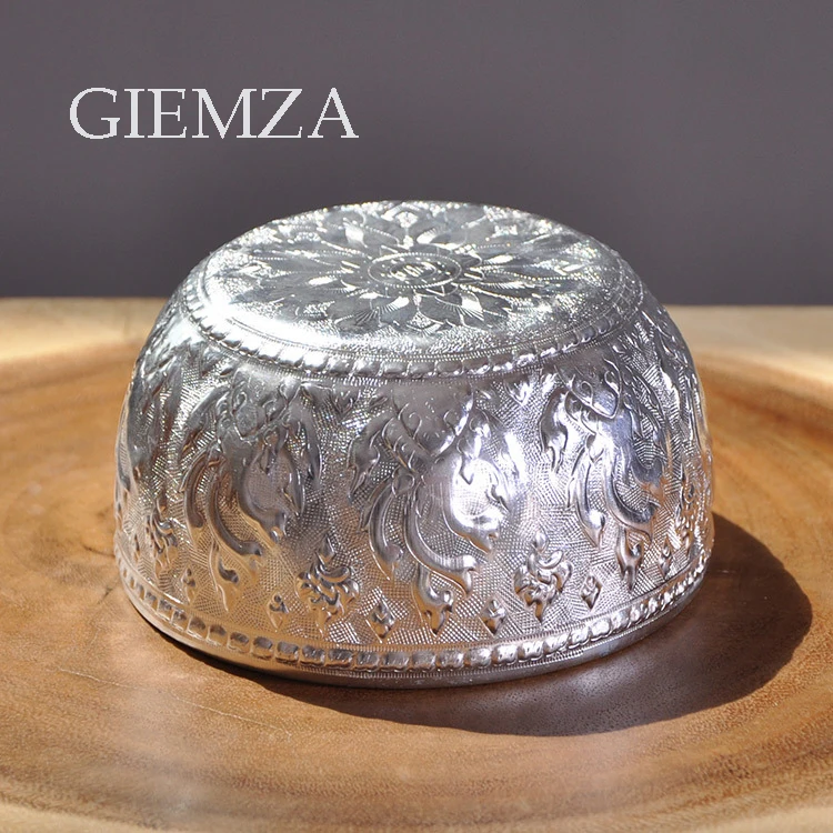 GIEMZA Metal Bowls Spa Serving Foe Mixing Bowing 1pc Large Bowl Salad Kitchen Candy Vintage Thailand Decorative No Lid