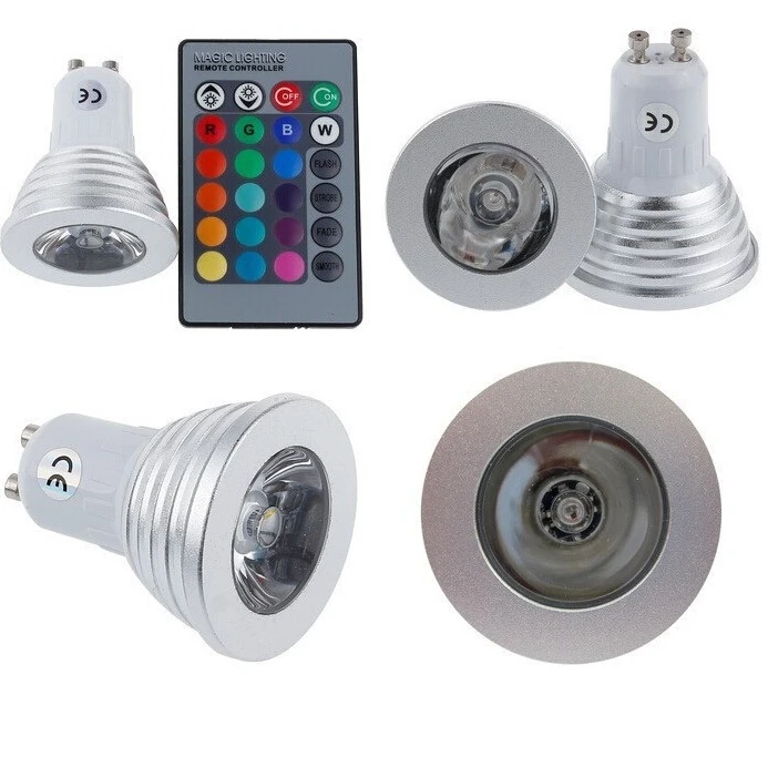 مصباح LED RGB ، E27 ، E14 ، GU10 ، 5 وات ، 16 لونًا ، مع جهاز تحكم عن بعد بالأشعة تحت الحمراء ، مصباح ديكور الحفلات المنزلية