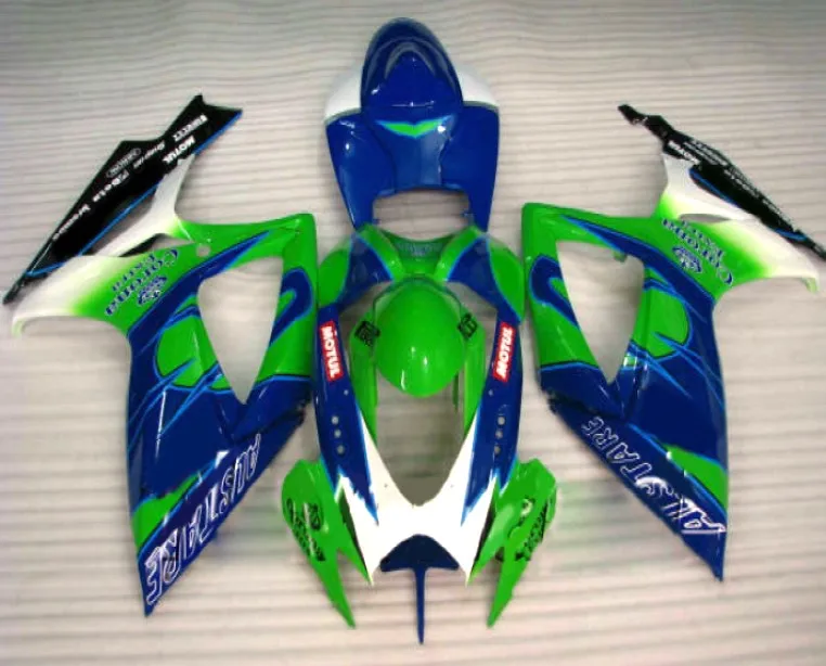 Hey-ABS Plastic Motorcycle Bodywork Fairing Kit green BLUE White For Suzuki GSXR600 GSXR750 2006 2007 GSX-R 600 750 GSXR K6