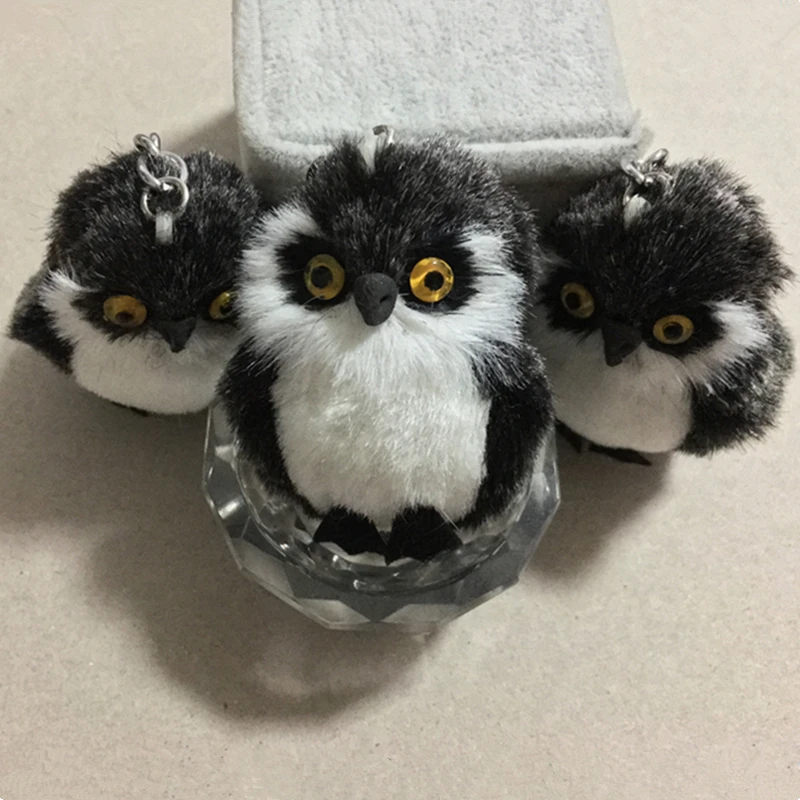 Cute Tiny Plush Faux Rabbit Fur Owl Women Girls Mini Animal Keychain On Bag Car Trinket Jewelry Party Toy Gift