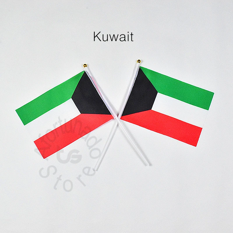 Kuwait  14*21cm 10pieces flag banner  Hand waving Flag  National Flag for meet,Parade,party.Hanging,decoration