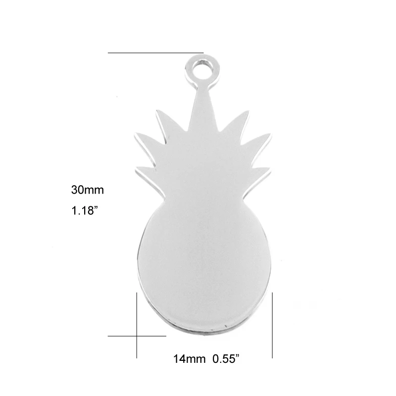 Risul pineapple fruit Stainless steel Pendant Lovers' couples charms both sides mirror polished shiny tags wholesale 100pcs