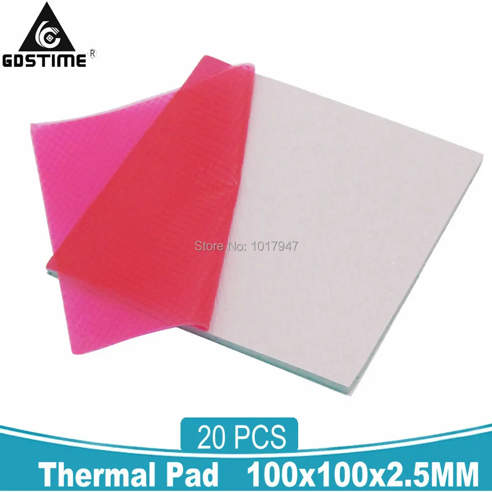 

20 Pcs Lot Gdstime 100mmx100mmx2.5mm Silicone Pad GPU CPU Heat Sink Heatsink Thermal Conductive Cooling Pads