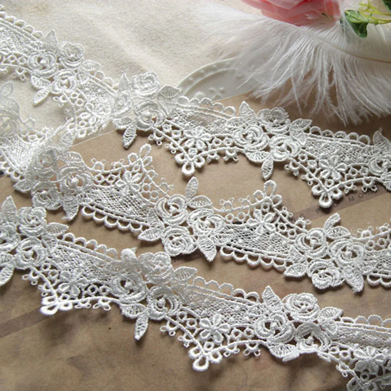 5CM White Embroidered Lace Edge Trim Ribbon Applique DIY Sewing Craft Lace Fabric Edging Trimmings 5-10yards