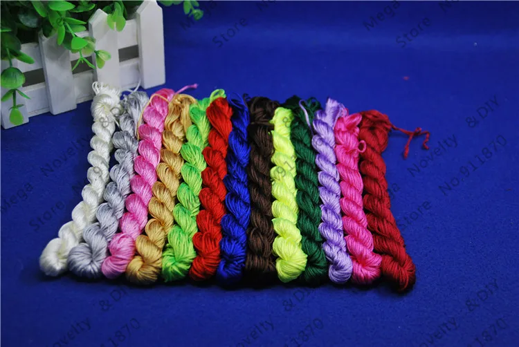 Hot Kumihimo cords 10pcs 25meters/pcs Multi 1mm Macrame Nylon Cord Silk Beading Thread Bead Cord String Braided Bead Cord DS206