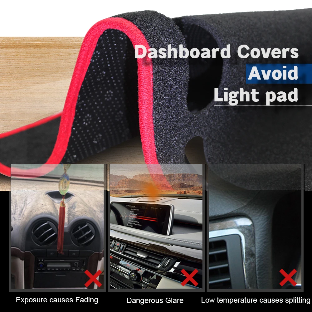 Buildreamen2 Car Dashboard Avoid Light Pad Instrument Platform Dash Desk Mat Back Anti-Slip Carpet For Toyota Yaris L 2014 2015