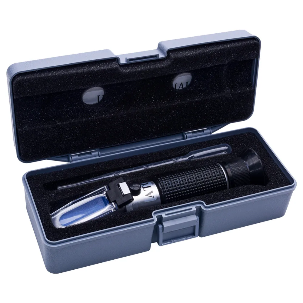 New Handd 0~32%Brix 1.000-1.120 Beer Wort Refractometer Double Scale SG Gravity Refractometer with Plastic Box