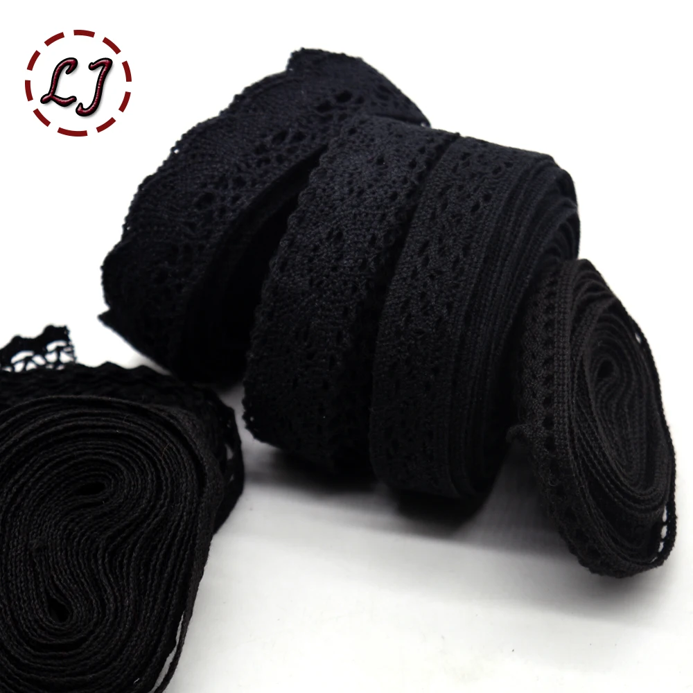 Vendita calda nuovo arrivato 5yd/lot nero del merletto del nastro del tessuto di cotone lace trim cucire materiale per tende di casa di