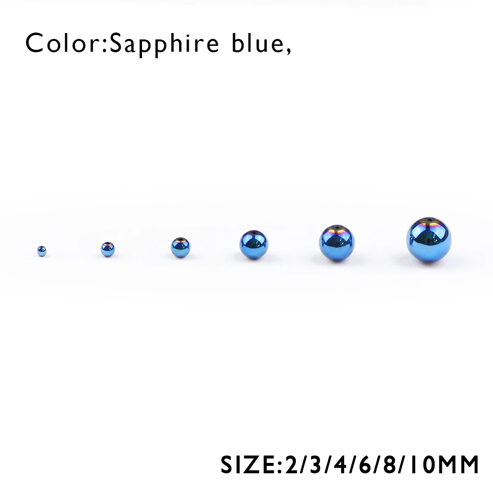 WLYeeS Blue Round Plating Hematite Beads 2 3 4 6 8 10mm Natural Stone Ball Loose Beads for Jewelry Bracelet Necklace Making DIY