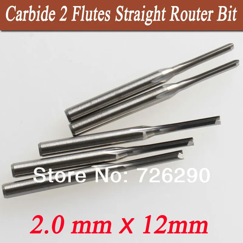 5pcs 3.175*2.0*12mm Two Straight Flute Carbide Endmills Cutting Milling Tool Solid Carbide No Burr Tools For Carving Wood