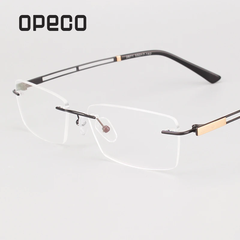 

Opeco pure titanium men's Rimless fashion eyeglasses including RX lenses prescription eyewear frame spectacles 2871