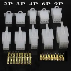 5set/lot 2.8 mm 2P/3P/4P/6P/9P 6A Motorcycle Connector Female and male Electric Car connector Butt Plug Hole core Insert