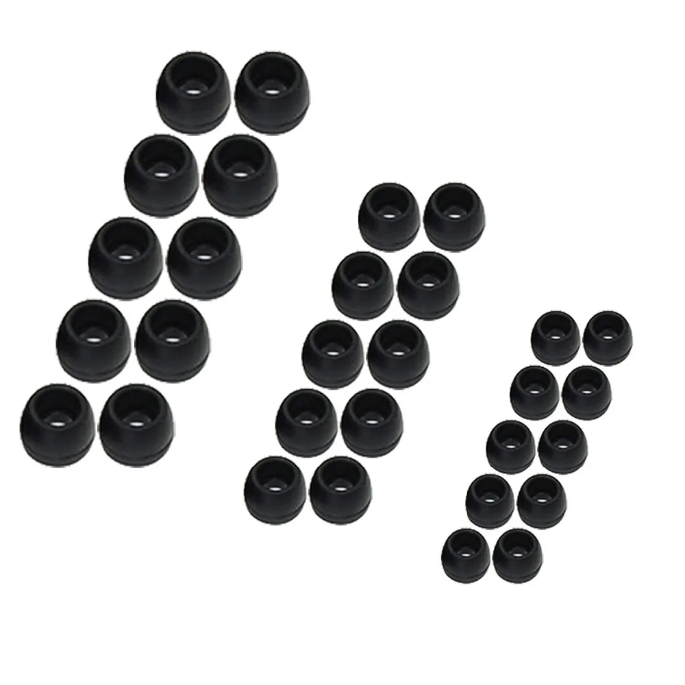 5 Pairs (Large & Medium & Small Size) Black Color Silicone Replacement Ear Buds Tips