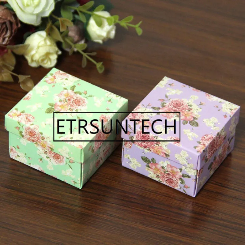 500pcs European Style Flower Pattern Paper Box Packaging Gift Boxes With Lids Cardboard Jewelry Box Wedding Favor Boxes