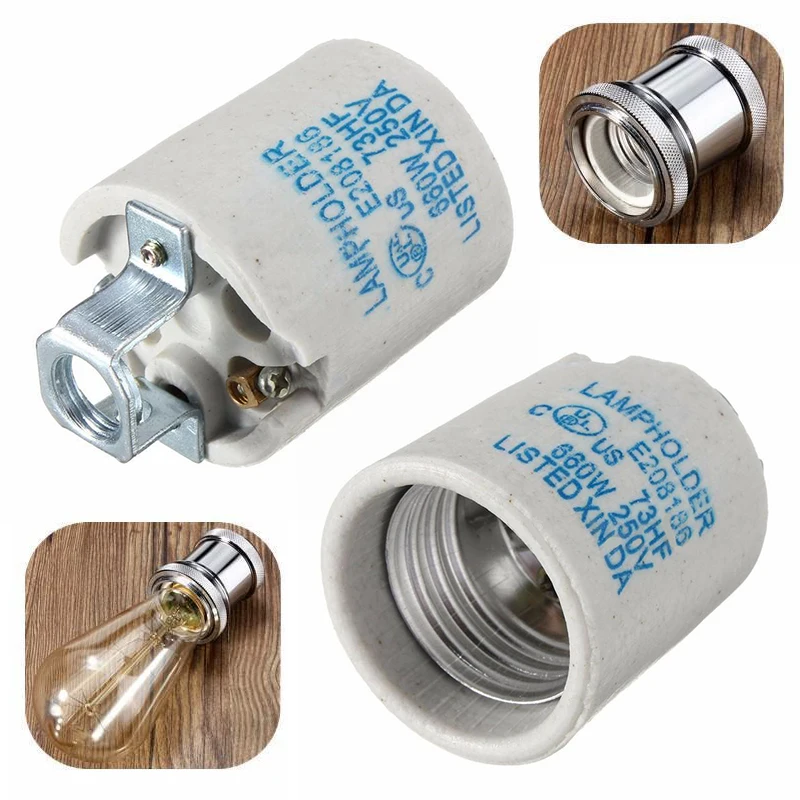 1x Medium Base E27 Porcelain Lamp Holder Bulb Light Socket Thread Screw Cap Accessories