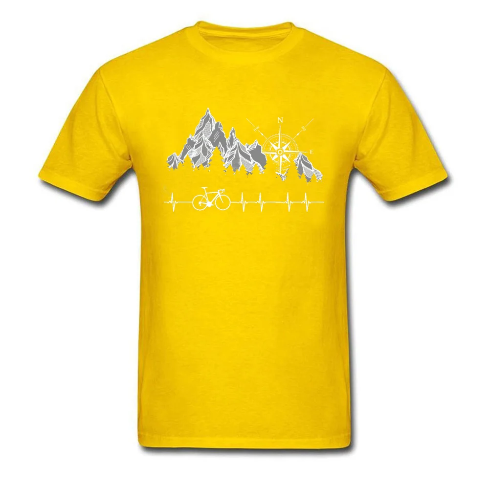 Cycle Life Heartbeat Biker Men Tshirt Mountain Forest Hiking Printed Tops & Tees Compass Bike Casual Funny T-shirts 100% Cotton