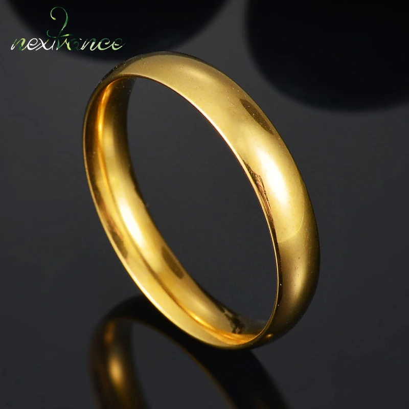 Nextvance Stainless Steel Wedding Band Couple Rings Gold Color Classic Rings For Female Male Engagement Anniversary Jewelry