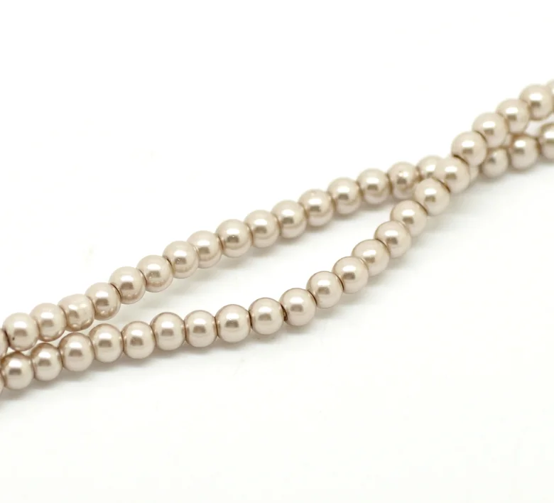 DoreenBeads 5 Strands Light Coffee Glass imitation pearls Round Beads 4mm( 1/8