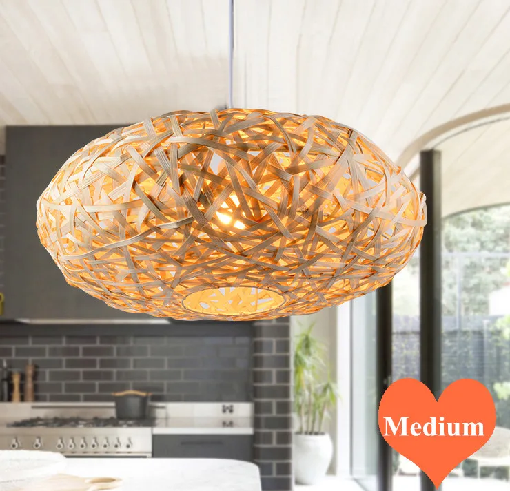 

Classical rustic handmade bamboo Pendant Lights Southeast Asia retro round medium E27 LED lamp for porch&parlor&stairs LHDD017