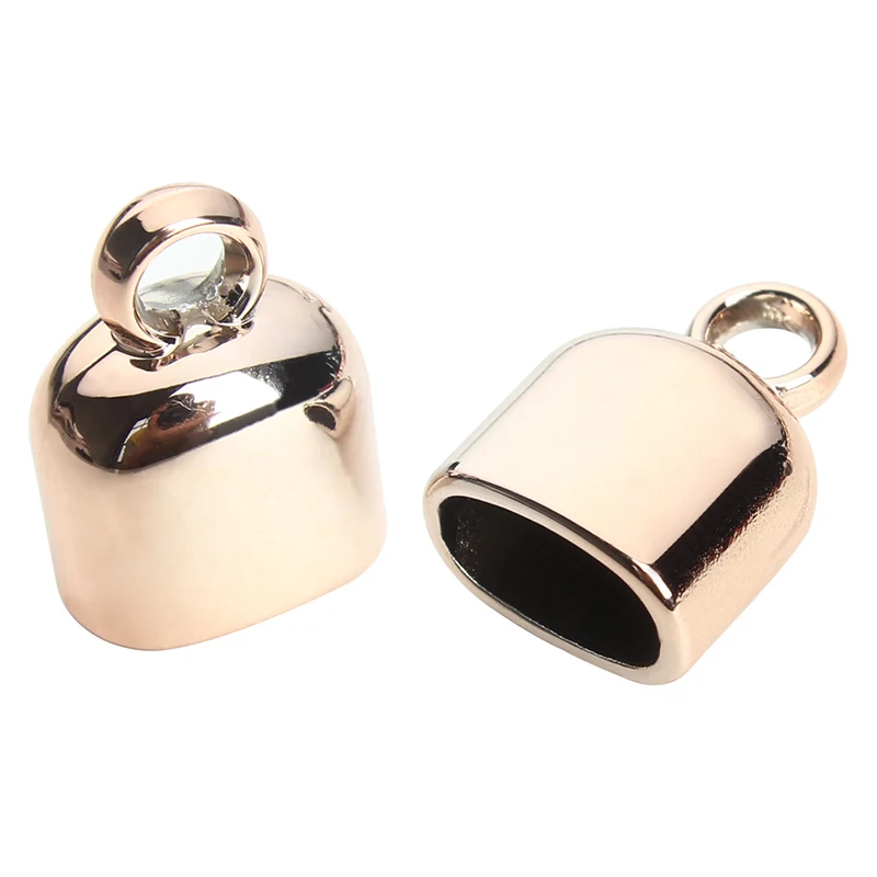 20pcs/lot Rose Gold Color CCB Plastic End Caps Fitting 10*6mm Flat Leather Cord Bracelet Necklace Connectors For Jewelry F33
