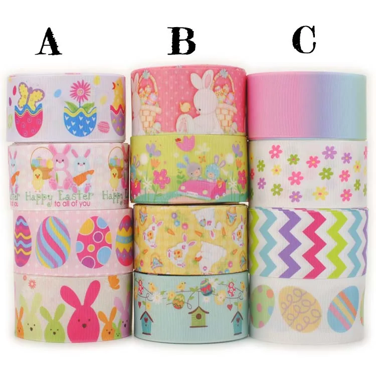 NEW fixed 12yards 1-1/2'38mm mixed 4 style easter day printed Grosgrain Ribbon set, each 3 yards