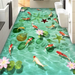 beibehang Customized large floor painting 3d self-adhesive mulch stone shell sea star squid lotus 3D floor tile decorative floor