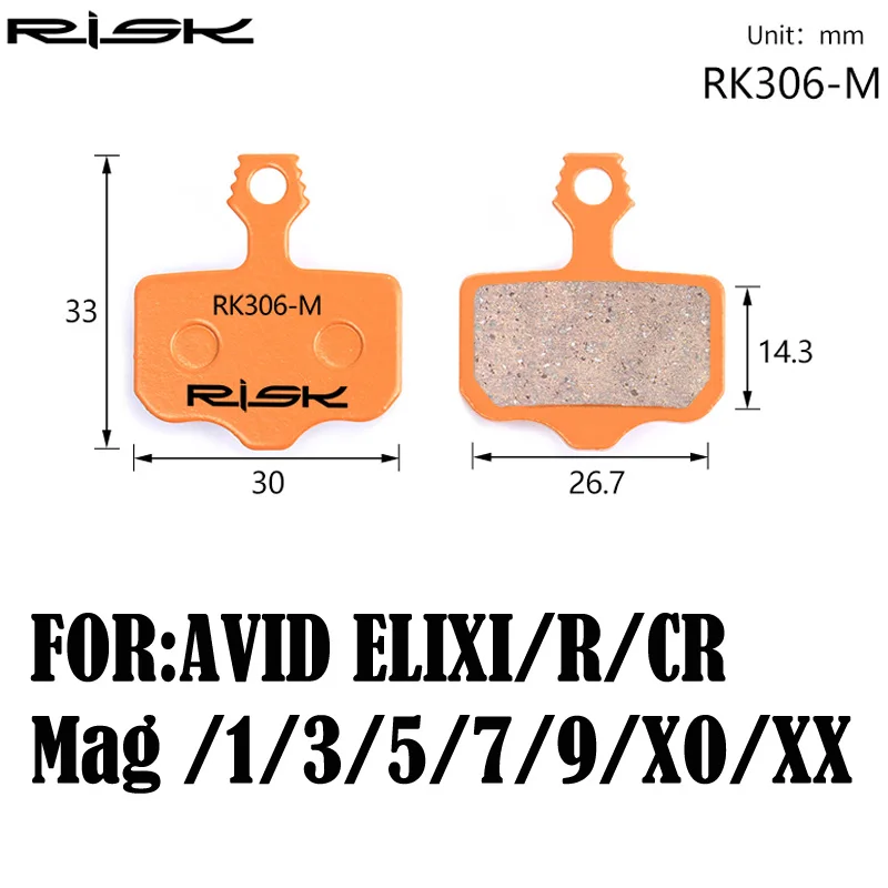 RISK Full-metal Bicycle Disc Brake Pads for for AVID ELIXI/R/CR Mag /1/3/5/7/9/XO/XX Disc Brake Set Pads 1 Pair