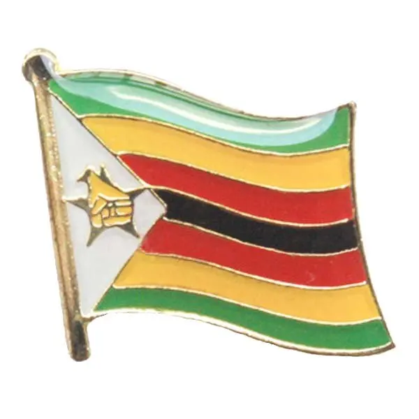 Zimbabwe Flag Pin Butterfly Button On Backing Made by Iron Brass Plate Painted & Epoxy Customized MOQ300pcs fee shipping