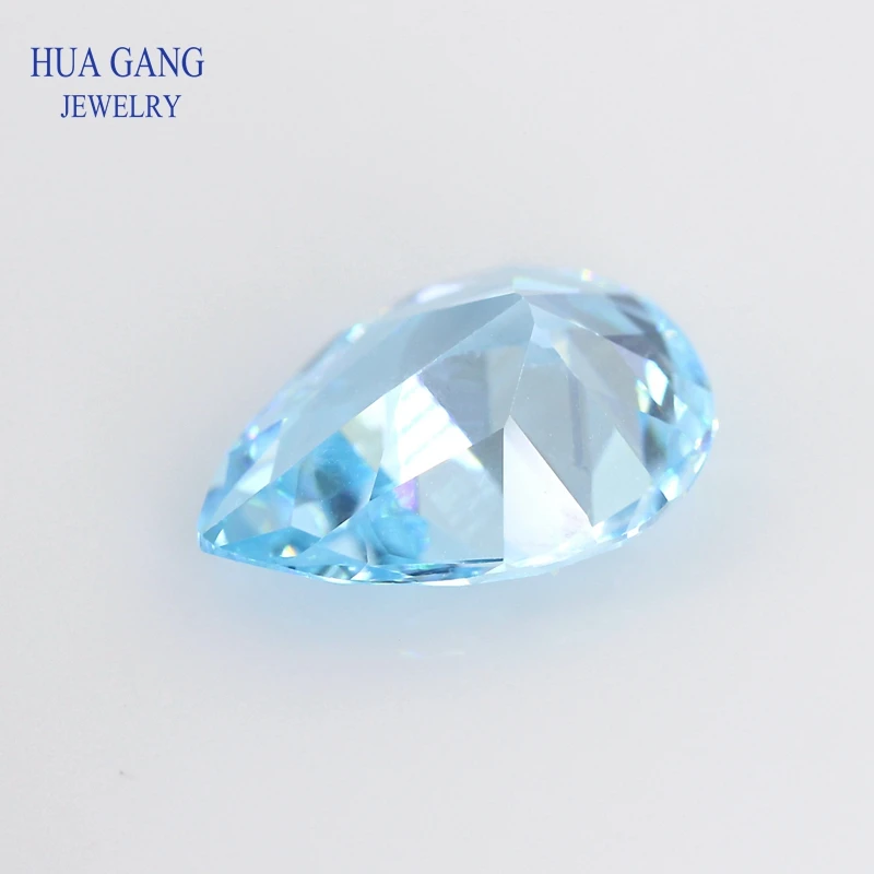 Pear Shape Light Seablue AAAAA Cubic Zirconia Synthetic CZ Stone Gems Size 2x3-15x20mm Beads For Jewelry Making