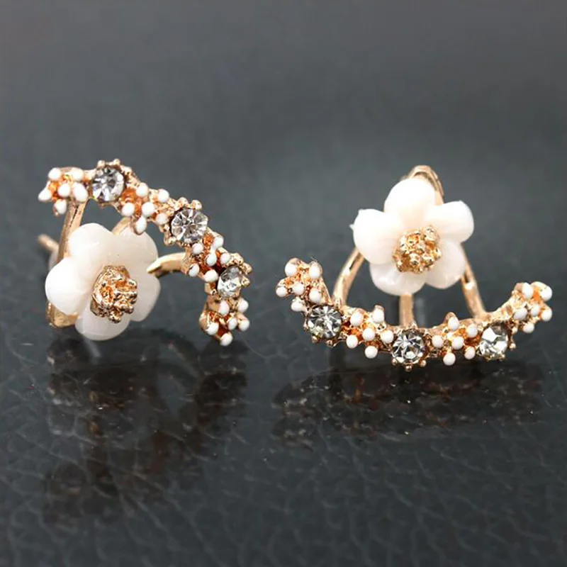 Korean Fashion Daisies Stud Earrings Temperament Simple Flower Double Sided Earrings For Women Statement Jewelry Studs