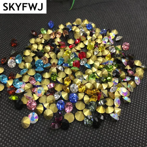 All Colors 6mmm 8mm Round Glass Chatons ss28 ss38 Point Back Loose Rhinestones Crystal Strass Stones for Jewelry Watch Shoes DIY