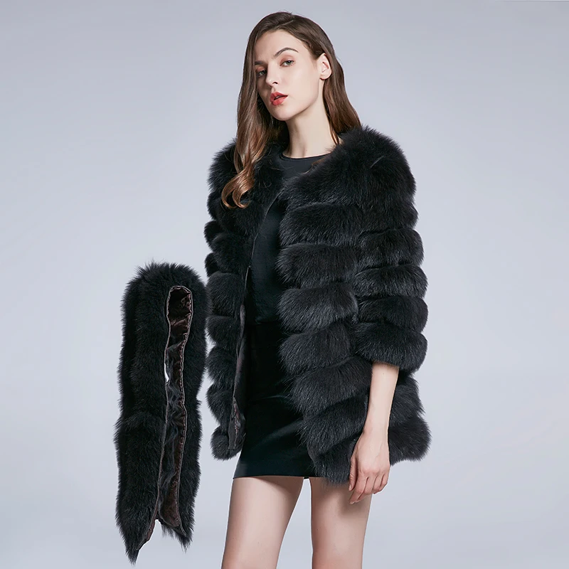 2020real fox fur  removable bottom women Fox fur coat warm thick HWT-C01